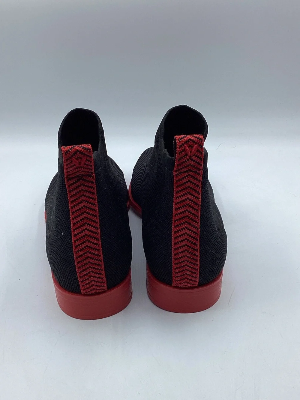 Vivaia Black Knit square toe Ankle boots with Red Sole